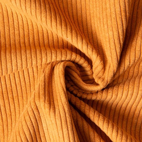 Tissu Velours d'ameublement côtelé Emy uni Ocre - Par 10 cm