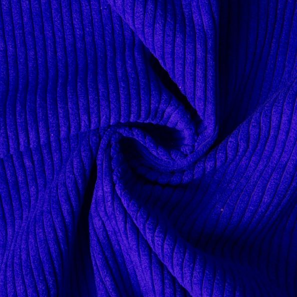 Tissu Velours d'ameublement côtelé Emy uni Bleu roi - Par 10 cm