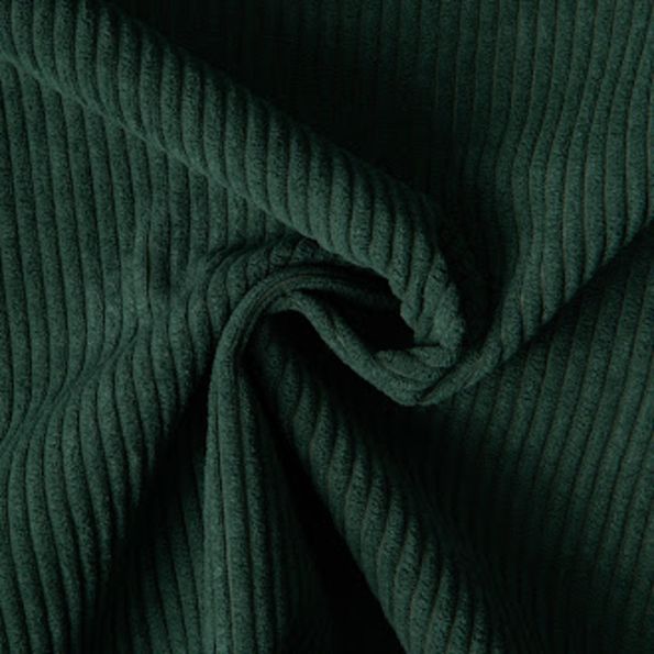 Tissu Velours d'ameublement côtelé Emy uni Vert sapin - Par 10 cm