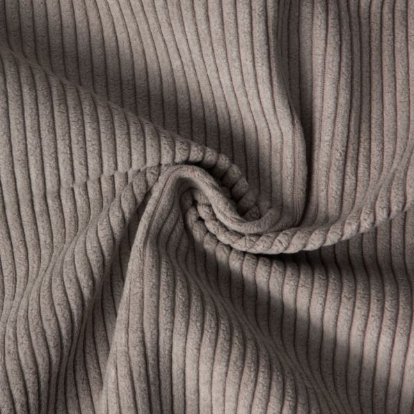Tissu Velours d'ameublement côtelé Emy uni Taupe - Par 10 cm
