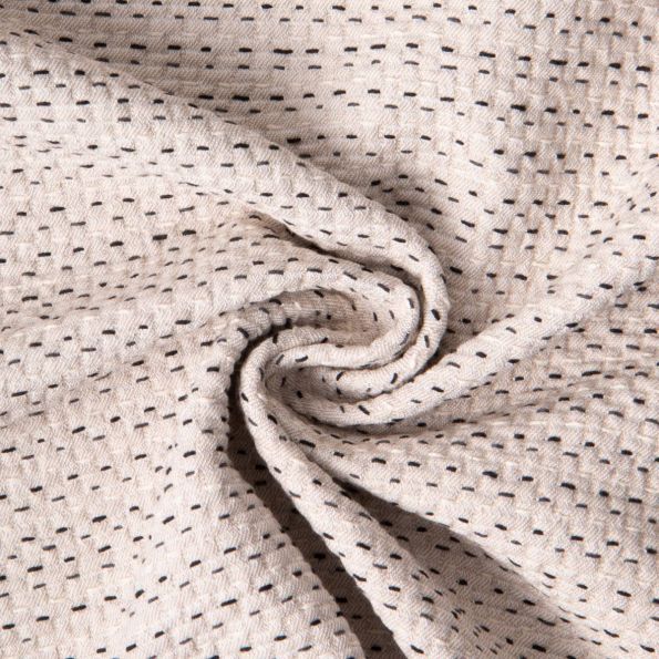 Tissu Jacquard Coton piqué Naturel - Par 10 cm