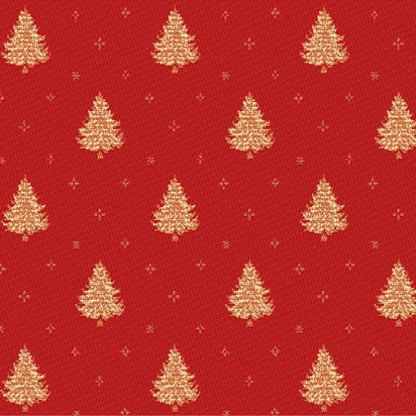 Tissu De Noël Imprimé Père Noël Sapins - 1 Yard (env. 1m) Rouge, Polyester, Déco Et Couture