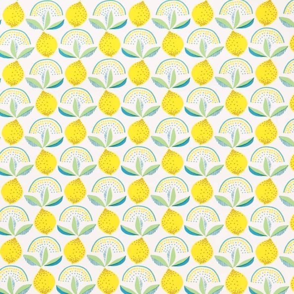 Toile Cirée Citrons jaunes sur fond Blanc - Par 10 cm