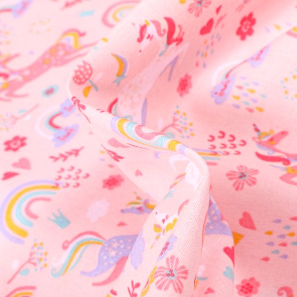 Tissu Coton imprimé Arty I love Licorne sur fond Rose - Par 10 cm