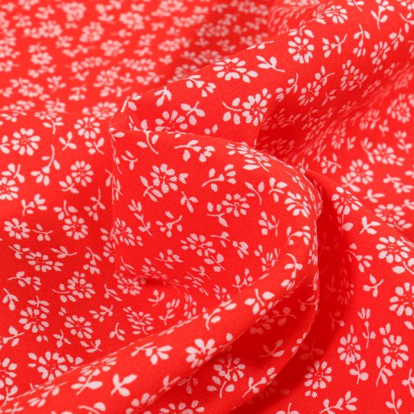 Coupon Tissu Viscose Arty Lison sur fond Rouge - Coupon de 40 cm