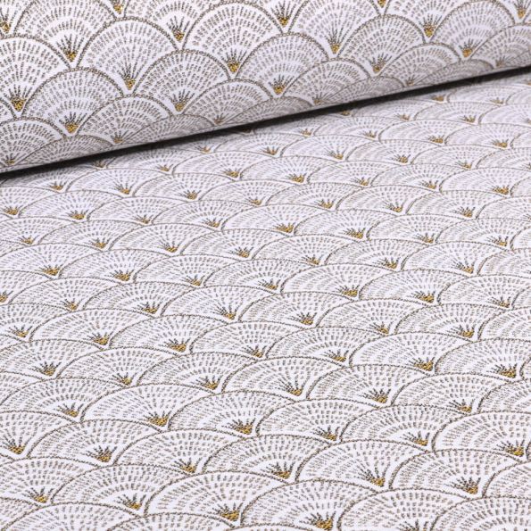 Tissu Jacquard Luciole sur fond Blanc - Par 10 cm