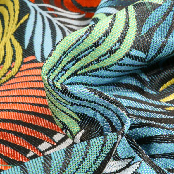 Tissu Jacquard Allover Mojito sur fond Noir - Par 10 cm