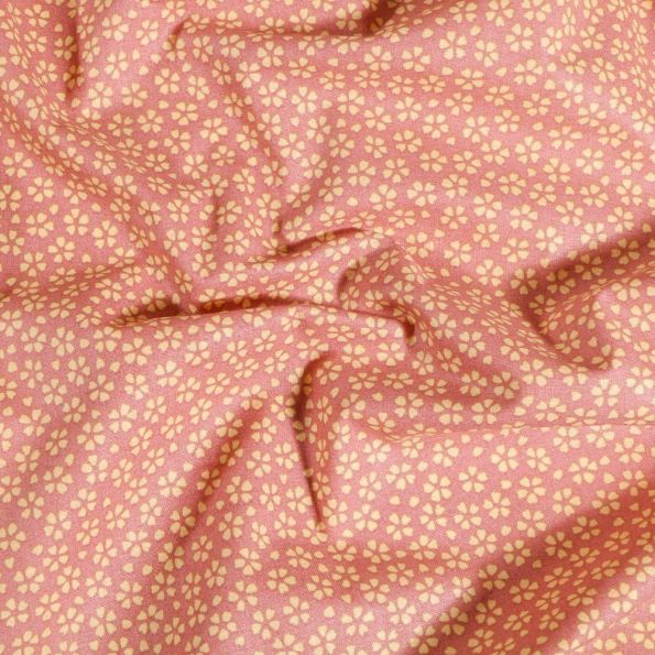 Tissu Coton imprimé Arty Myosotis sur fond Rose nude - Par 10 cm