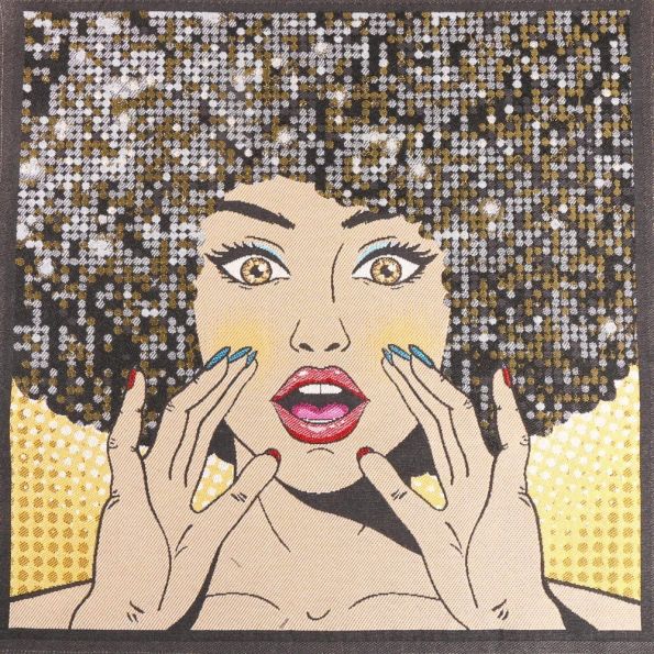 Panneau carré jacquard 48x48cm Disco sur fond Jaune