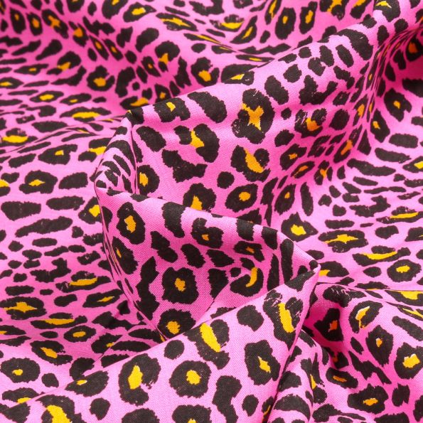 Tissu Viscose Arty Piel sur fond Rose - Par 10 cm