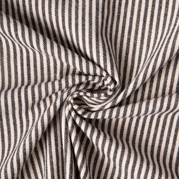 Tissu Coton d'ameublement Simone rayé Noir sur fond Naturel - Par 10 cm