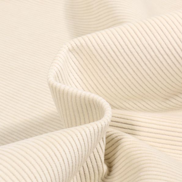 Coupon Tissu Velours d'ameublement côtelé Lena Ecru - Coupon de 50 cm