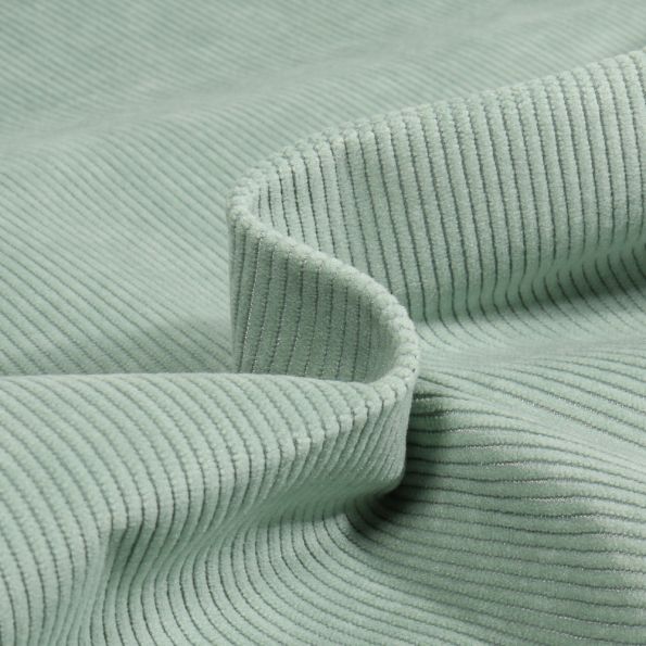 Coupon Tissu Velours d'ameublement côtelé Lena Vert d'eau - Coupon de 150 cm