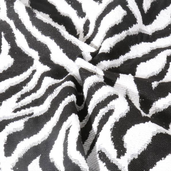 Tissu Jacquard d'ameublement Zebré noir sur fond Blanc - Par 10 cm