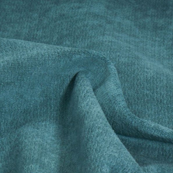 Tissu Jacquard d'ameublement Ultraclean uni Bleu canard - Par 10 cm