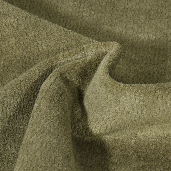 Tissu Jacquard d'ameublement Ultraclean uni Vert kaki - Par 10 cm