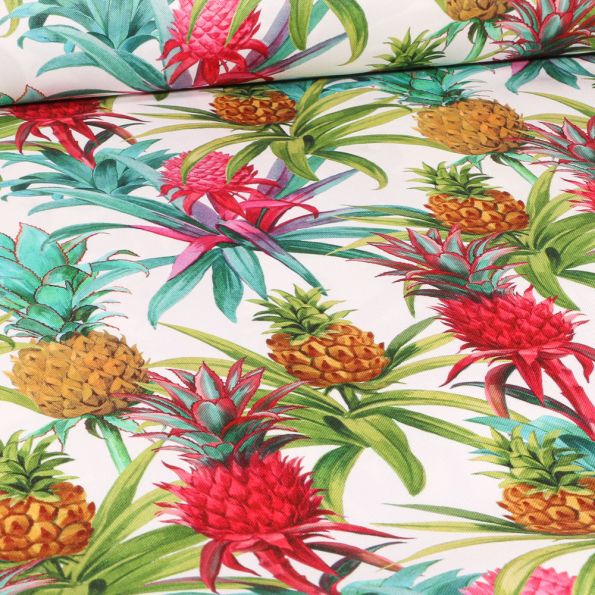 Tissu Toile extérieure Veracruz sur fond Blanc - Par 10 cm