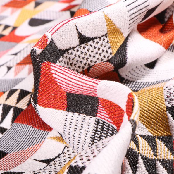 Tissu Jacquard Walter Motifs géométriques sur fond Rouille - Par 10 cm