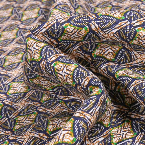 Tissu Viscose Arty Inspiration wax sur fond Beige - Par 10 cm