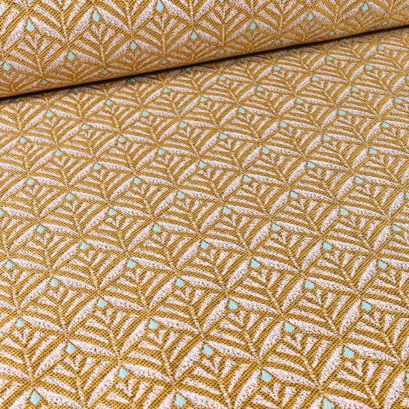 Tissu Jacquard Zephyr sur fond Ocre - Par 10 cm