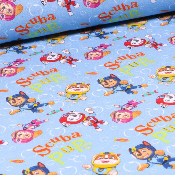 Tissu Pat'patrouille summer sur fond Bleu - Par 10 cm