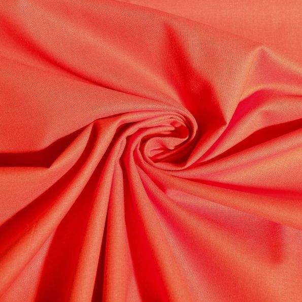 Tissu Coton uni Rouge orangé - Par 10 cm