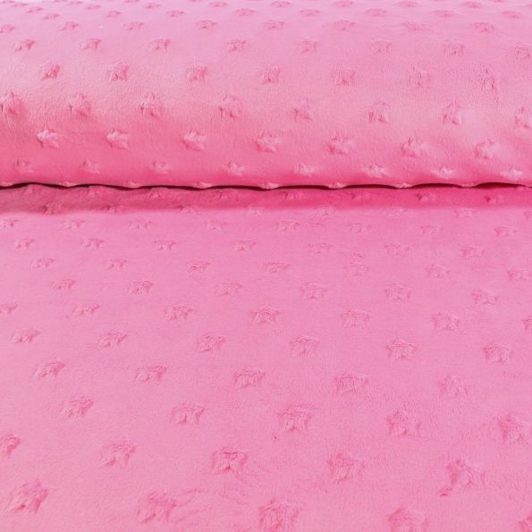 Tissu Minky Ultra doux Etoiles Rose - Par 10 cm