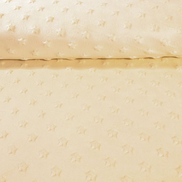 Tissu Minky Ultra doux Etoiles Vanille - Par 10 cm