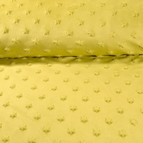 Tissu Minky Ultra doux Etoiles Vert Anis - Par 10 cm