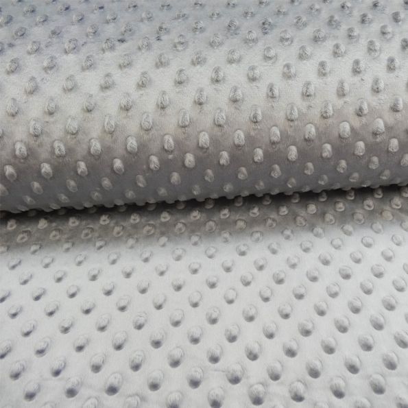 Coupon Tissu Minky Ultra doux Pois Acier - Coupon de 100 cm