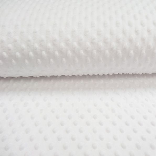 Coupon Tissu Minky Ultra doux Pois Blanc - Coupon de 20 cm