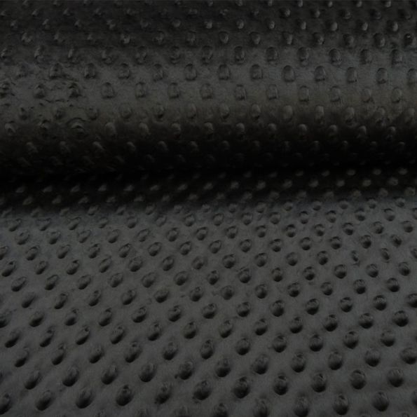 Coupon Tissu Minky Ultra doux Pois Noir - Coupon de 20 cm