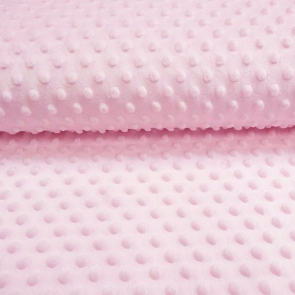 Coupon Tissu Minky Ultra doux Pois Rose layette x10cm - Coupon de 30 cm