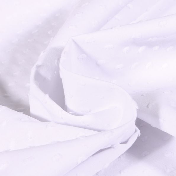 Tissu Plumetis Coton uni Blanc - Par 10 cm