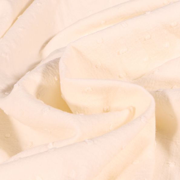 Tissu Plumetis Coton uni Ecru - Par 10 cm