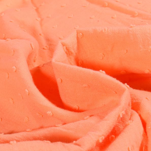 Tissu Plumetis Coton uni Saumon - Par 10 cm