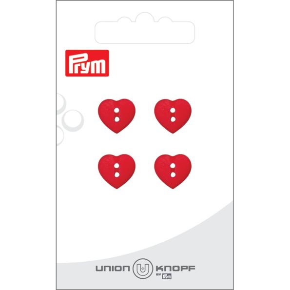 Bouton Prym Coeur mat 12 mm x4 - Rouge