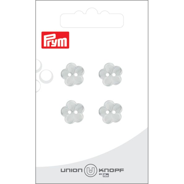 Bouton Prym Fleur effet nacré 12 mm x4 - Blanc