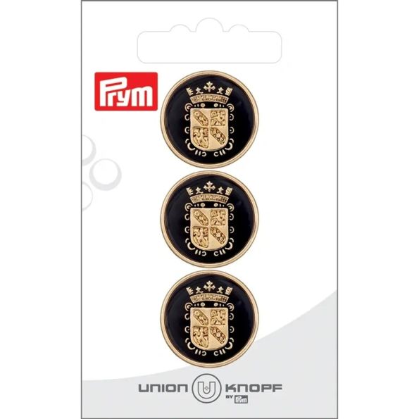 Bouton Prym James Métallisé Blason 22 mm x3 - Or