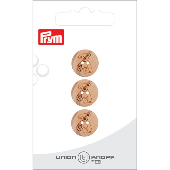 Bouton Prym Ours gravé 15 mm x3 - Bois