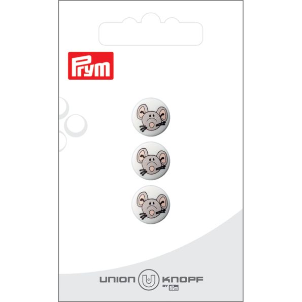 Bouton Prym Tête de souris 12 mm x3 - Blanc