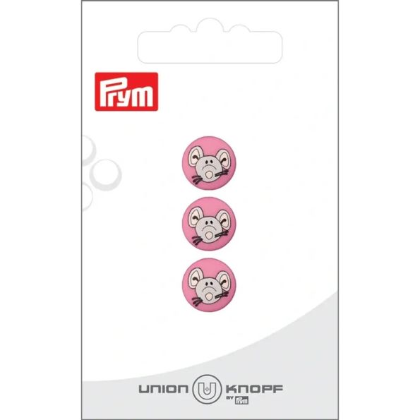Bouton Prym Tête de souris 12 mm x3 - Rose