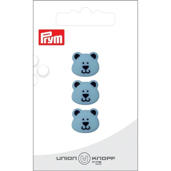 Bouton Prym Petit Ours 15 mm x3 - Bleu gris