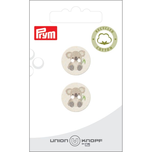 Bouton Prym Coton/Polyester recyclé Animaux 18 mm x2 - Koala