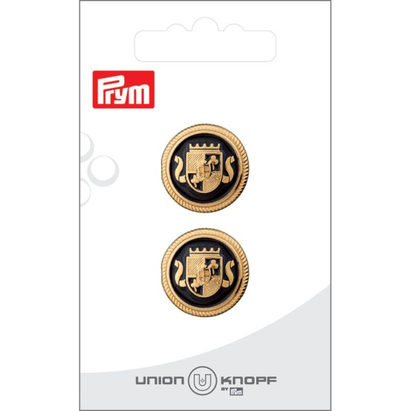 Bouton Prym Métal Blason Archy 20 mm x2 - Or et Noir
