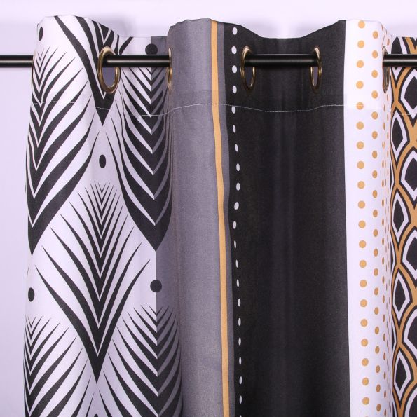 Rideau Imprimé Cardaillac Noir - 140 x 260 cm