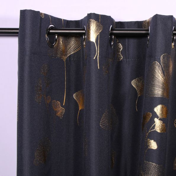 Rideau Imprimé Métallisé Belvès Marine/Or - 140 x 260 cm