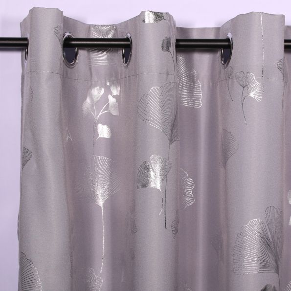 Rideau Imprimé Métallisé Belvès Gris/Argent - 140 x 260 cm