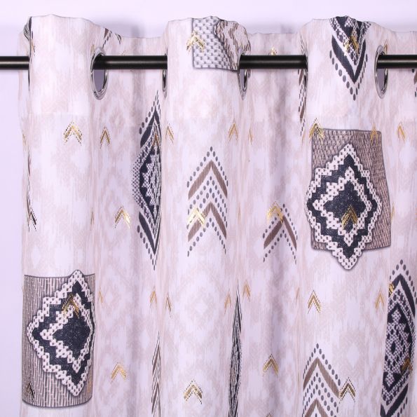 Rideau à oeillets Craftine 140 x 260 cm Polyester Imprimé Métallisé Sare