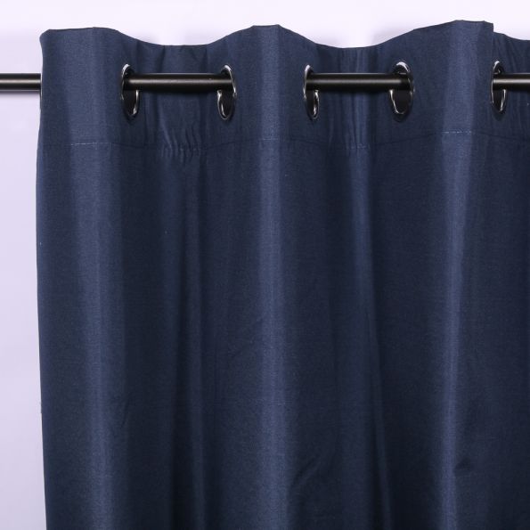 Rideau occultant thermique Microfibre uni Marine - 140 x 260 cm